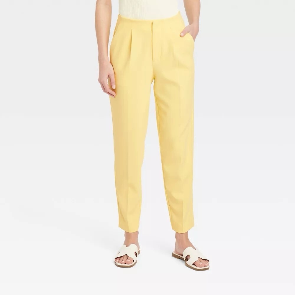 Chic Yellow Ankle-Length Women's Pants